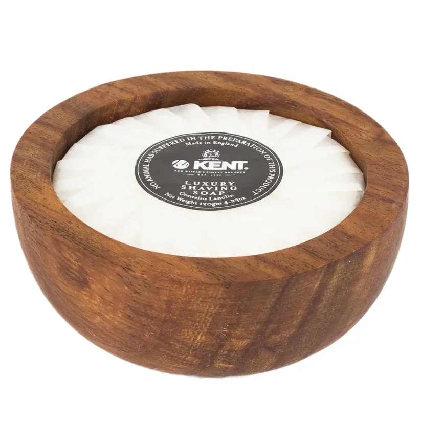 Kent  Shaving Bowl with Luxury Shaving Soap 120 g - Mýdlo na holení v dřevěné misce