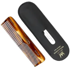 Kent Handmade Pocket Comb with Nail File with Leather Case OT NU 19 - Malý hřeben na vlasy s pilníkem na nehty v koženém pouzdře