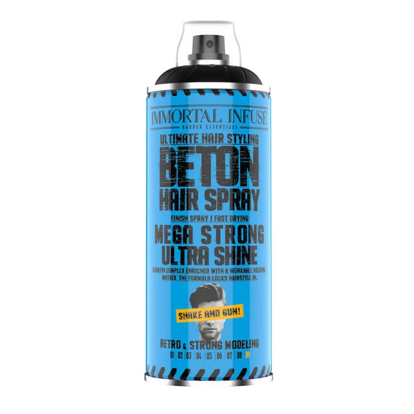 Immortal Infuse Beton Mega Strong Ultra Shine Hair Spray Silně fixační lak na vlasy s keratinem 400 ml