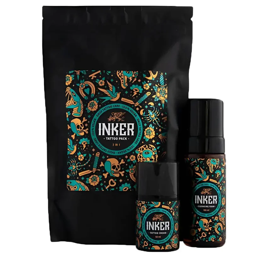Pan Drwal Inker Tattoo Pack with Cleansing Foam & Cream - Sada másla a čistící pěny pro péči o tetování