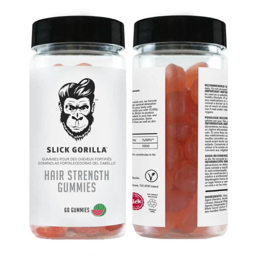 Slick Gorilla Hair Strength Gummies Gumíci s biotinem pro pevné vlasy 60 ks