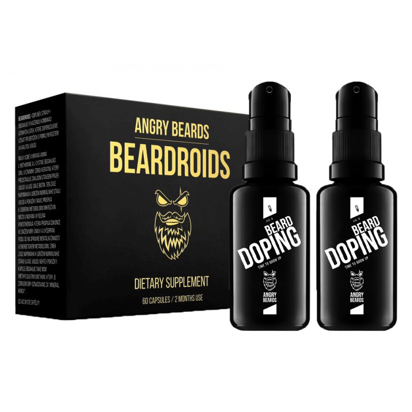 Angry Beards Full Pack Beard Boosting Sada na posílení růstu vousů - 2 měsíční kůra