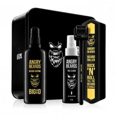Angry Beards Beard Boosting Box Sada pro růst vousů – Roller, Doping & Cleaner