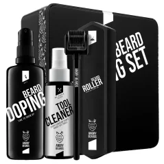 Angry Beards Beard Growing Set with Roller, Doping & Cleaner - Dárková sada pro růst vousů