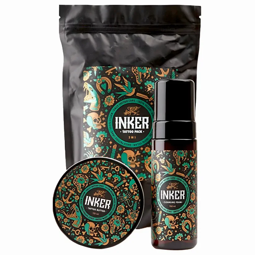 Pan Drwal Inker Tattoo Pack Cleansing Foam & Butter - Sada krému a čistící pěny pro péči o tetování