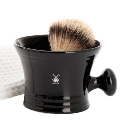 Mühle Shawing Bowl Black - Černá porcelánová miska na holení s rukojetí