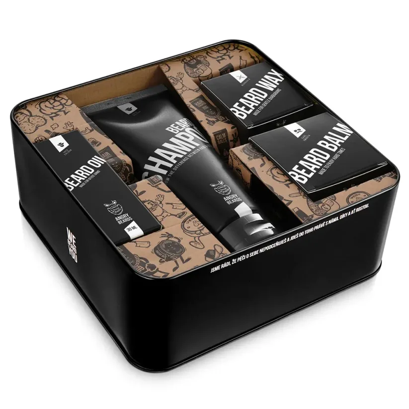 Angry Beards Beard Grooming Set Jack Saloon with Beard Shampoo, Oil & Balm - Dárková sada pro péči o vousy