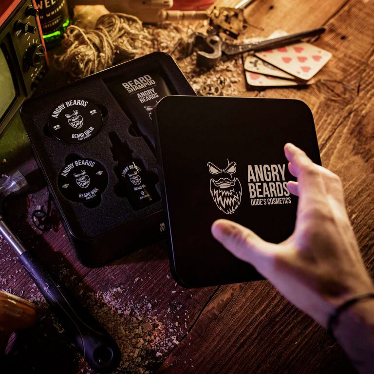 Angry Beards Beard Grooming Set Jack Saloon with Beard Shampoo, Oil & Balm - Dárková sada pro péči o vousy