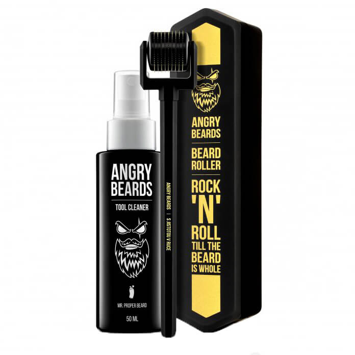 Angry Beards Beard Roller & Tool Cleaner 50 ml - Roller na stimulaci pokožky pro růst vousů