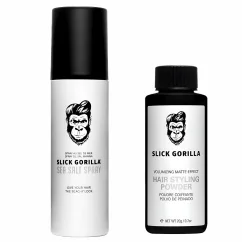 Slick Gorilla Styling Sea Salt Spray 200 ml & Hair Powder 20 g - Sada spreje s mořskou solí a pudru pro styling účesu