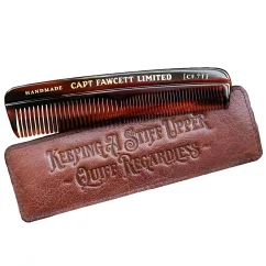 Captain Fawcett Hair Comb with Leather Case CF.7T - Hřeben na vlasy s koženým pouzdrem