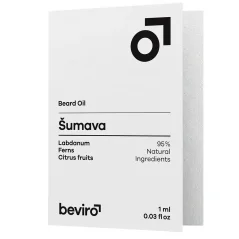 Beviro. Beard Oil Šumava 1 ml - Vyživující olej na vousy s vůní Šumavy