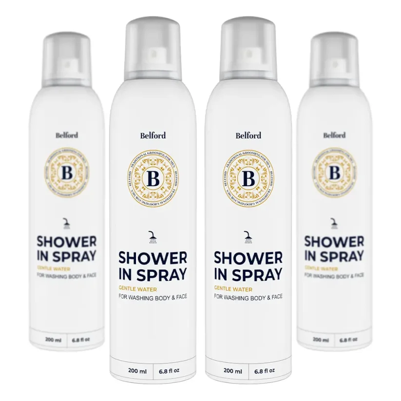 Belford Shower In Spray Sada sprch ve spreji na celé tělo i obličej 4×200 ml