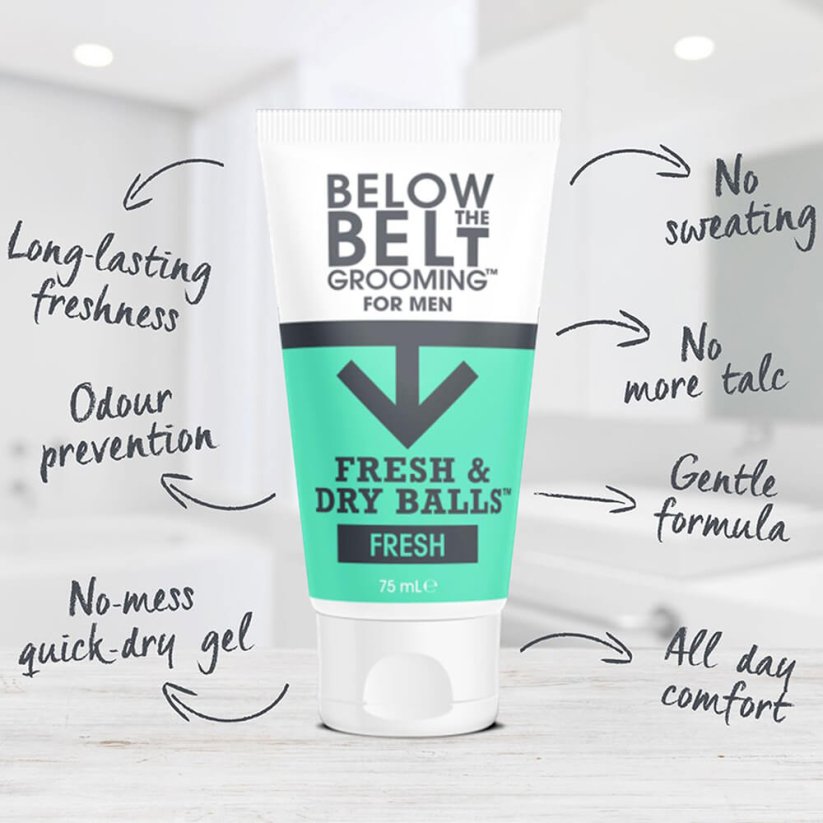 Below The Belt Fresh Dry Balls Svěží antiperspirant na intimní partie pro muže 75 ml