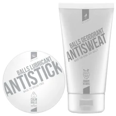 Angry Beards Balls & Thighs Care with Deodorant & Antistick - Sada pro ochranu před dřením kůže a péči o intimní partie