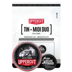 Uppercut Deluxe Pomade Tin & Midi Duo Kit 100 g + 30 g - Sada velké a malé pomády na vlasy se střední fixací a leskem