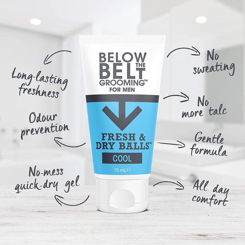 Below The Belt Cool Dry Balls  Chladivý antiperspirant na intimní partie pro muže75 ml