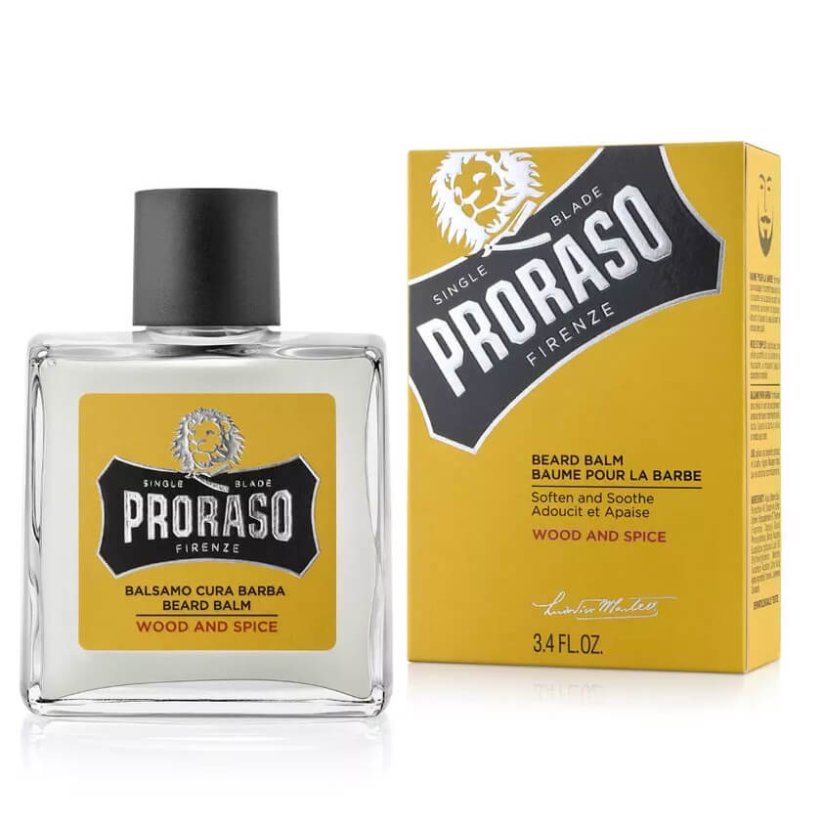 Proraso Beard Balm Wood & Spice 100 ml - Krémový balzám na vousy proti svědění pro výživu a hydrataci