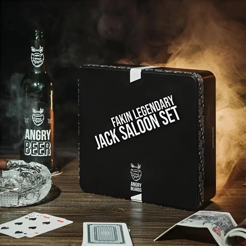 Angry Beards Fakin Legendary Jack Saloon Set - Dárková sada pro muže s parfémem, antiperspirantem a sprcháčem