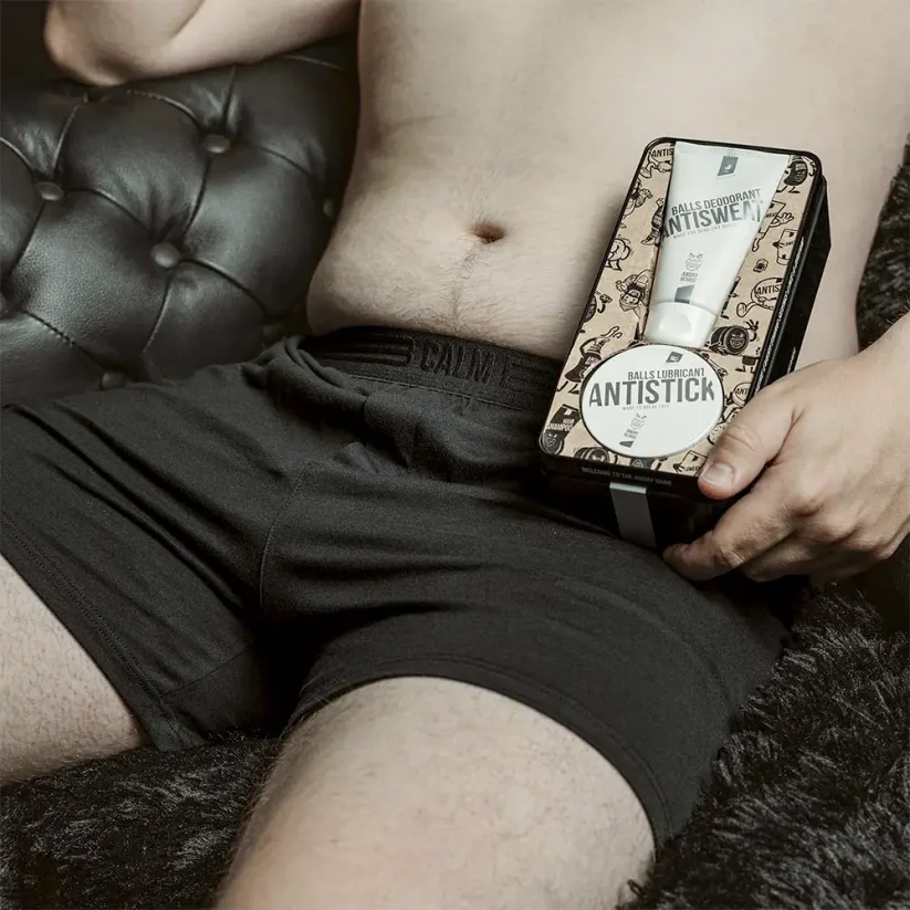 Angry Beards Balls Set with Boxers - Dárková sada s volnými trenkami, deodorantem a lubrikantem na koule