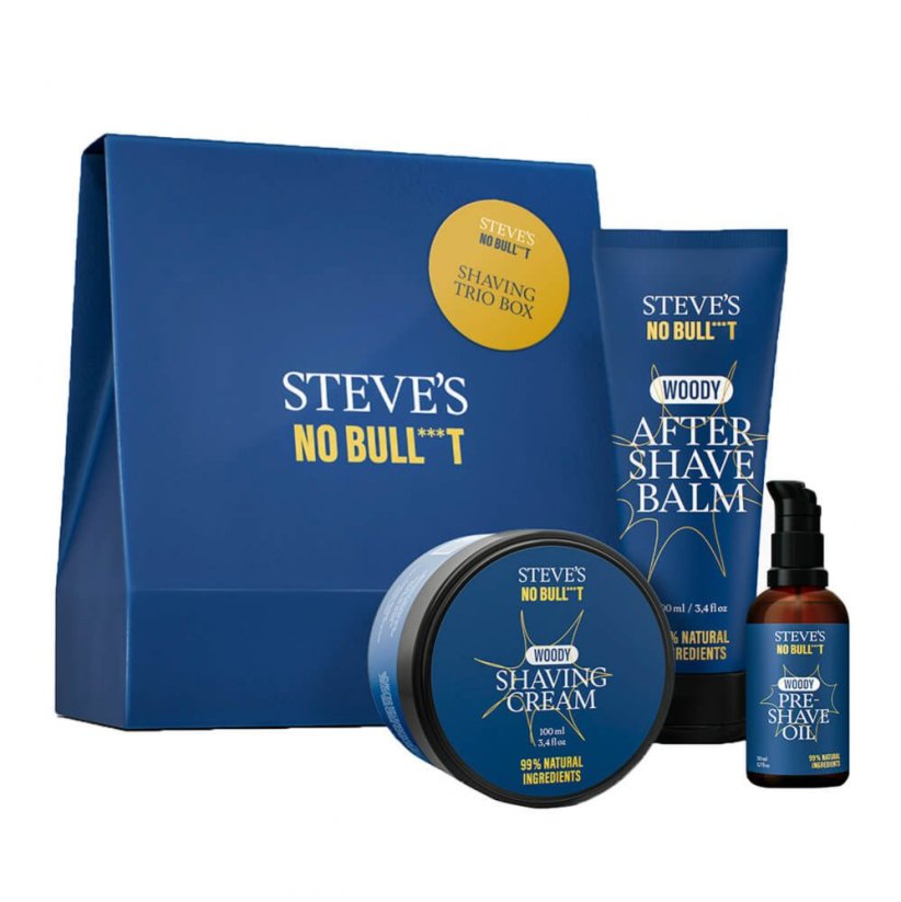 Steves Shaving Trio Box - Dárková sada pro muže na oholení vousů i hlavy
