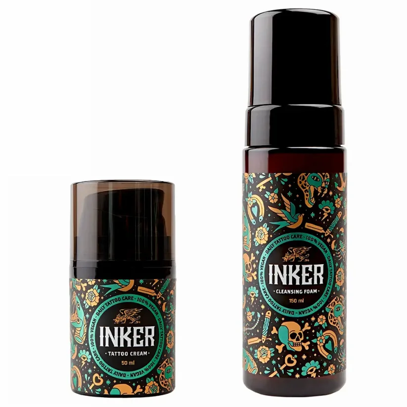 Pan Drwal Inker Tattoo Pack with Cleansing Foam & Cream - Sada másla a čistící pěny pro péči o tetování