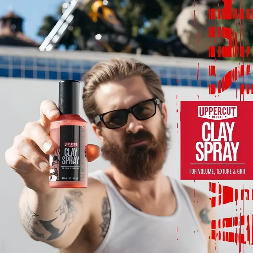 Uppercut Clay Spray for Volume, Texture & Grit 150 ml - Stylingový sprej na vlasy pro fixaci, objem a matný vzhled