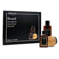 Noberu Beard Box Tobacco Vanilla - Dárková sada pro vousáče s šamponem, olejem a kartáčem na vousy