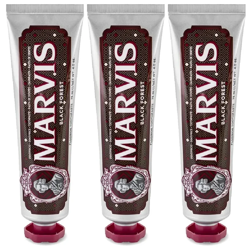 Marvis Toothpaste Black Forest 3 x 85 ml - Sada zubních past s příchutí čokolády a třešní