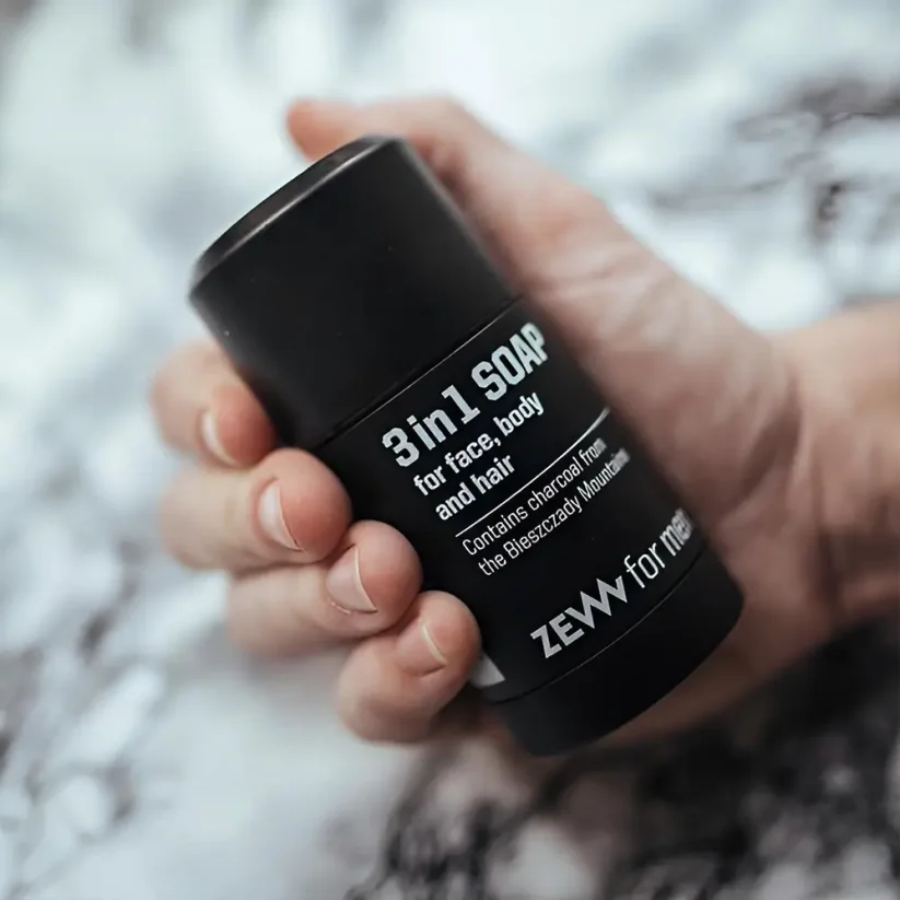 Zew for men 3in1 Soap for Face, Body, Hair with Charcoal 85 g - Přírodní tuhé mýdlo v tyčince na obličej, tělo i vlasy