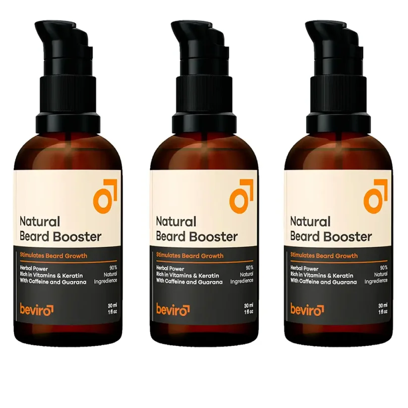 Beviro Natural Beard Booster 3 měsíční kůra pro růst vousů 3 x 30 ml