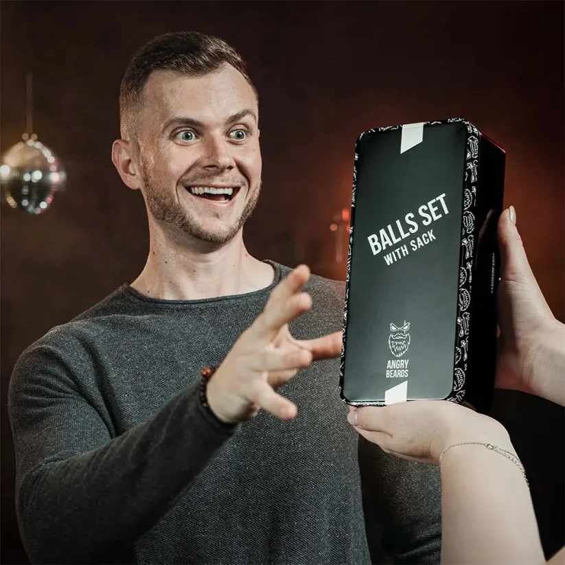 Angry Beards Balls Set With Sack - Dárková sada pro muže s komplexní péčí o kule + pytel na kosmetiku