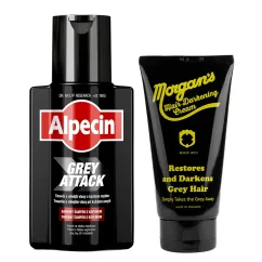 Alpecin Shampoo Grey Attack & Morgan's Darknes Grey Hair Cream - Sada šamponu a krému pro ztmavení vlasů a šedin