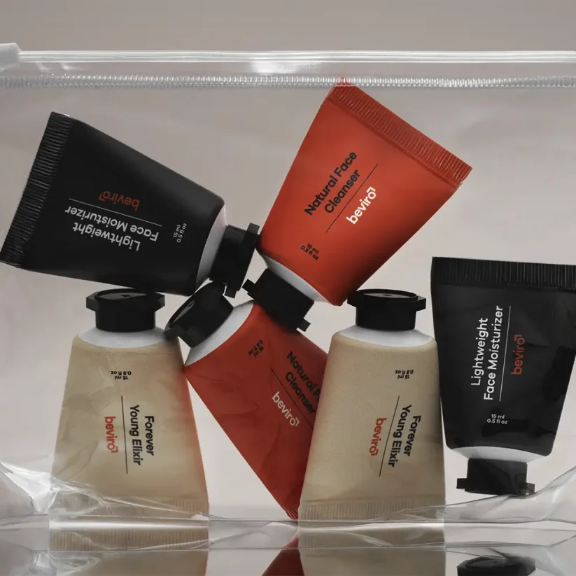 Beviro Skincare Discovery Set - Cestovní sada pro kompletní péči o pleť s mycím gelem, elixírem a krémem