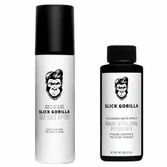 Slick Gorilla Styling Sea Salt Spray 200 ml & Hair Powder 20 g - Sada pro styling účesu se slaným sprejem a matným pudrem na vlasy