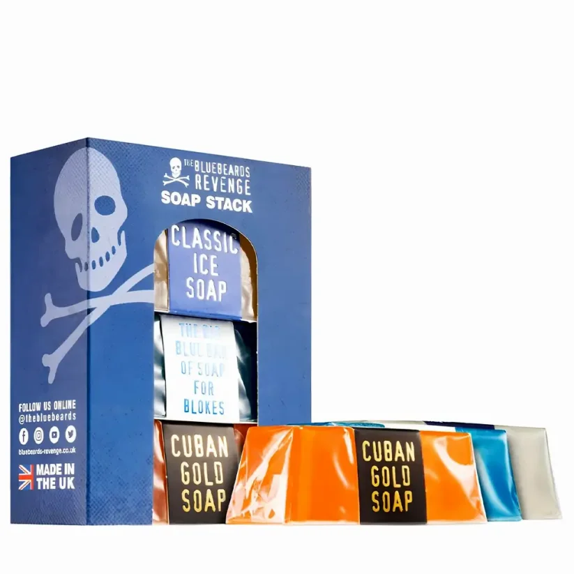 Bluebeards Revenge Soap Stack Kit 3x175 g - Dárková sada  pro muže se třemi mýdly na ruce i tělo