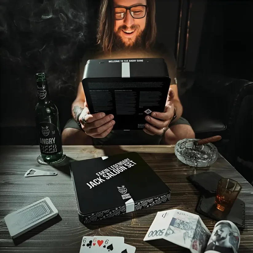 Angry Beards Fakin Legendary Jack Saloon Set - Dárková sada pro muže s parfémem, antiperspirantem a sprcháčem