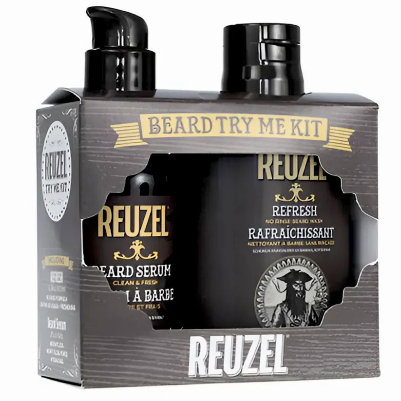 Reuzel Clean & Fresh Beard Try Me Kit - Dárková sada pro vousáče se sérem a bezoplachovým šamponem